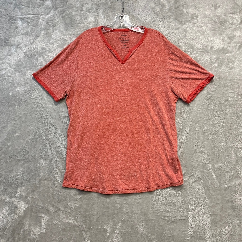 Lucky Brand T-Shirt Mens XL Red Weekender Notched V-Neck Short Sleeve Heathered